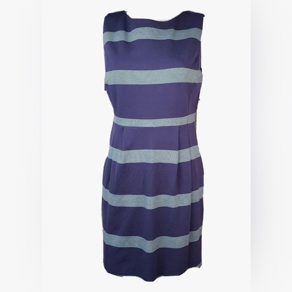 Striped Purple and Gray Sleeveless Dress